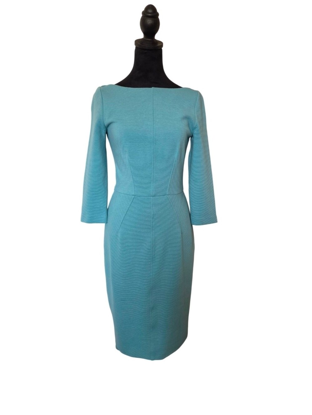 Boden Teal Cotton Blend Tailored Textured Midi Sheath Dress - Picture 2 of 9